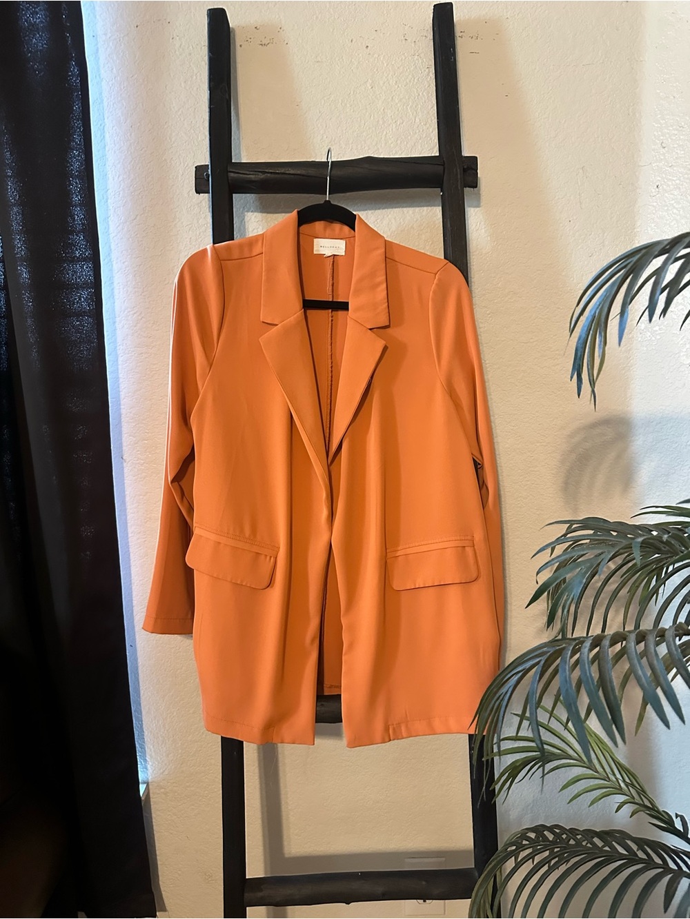 MELLODAY Orange Open-Front Blazer Jacket